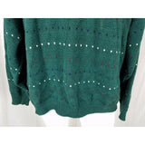 Vintage 80s Kittery Trading Post Maine Birdseye Ski Knit Sweater Mens XL Green