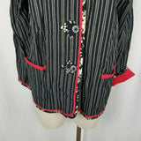 Vintage Reversible Quilted Artsy Jacket Blazer Womens L Handmade Black Red 90s