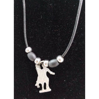 Paul Revere's Ride Pewter Silver Black Rope Bead Necklace Pendant Charm Souvenir