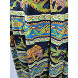 Vintage Asian Inspired Koi Fish Print Pleated Long Maxi Skirt Womens S Jupe-Fix