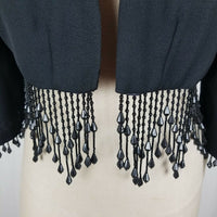 Alex Evenings Beaded Avant Garde Fringe Glam Rock Jacket Cropped Bolero Womens S