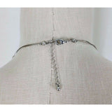 Faux Black Onyx Crystal Pendant Choker Necklace Silver Chain Charm Resin Beaded