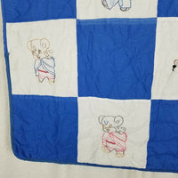 Chief Papoose Squaw Native Teddy Bears Baby Quilt Wall Art Tapestry Gingham VTG