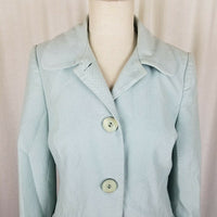 Long Tall Sally Cotton Summer Trench Coat Womens 12 Fitted Light Teal Blue Green