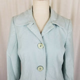 Long Tall Sally Cotton Summer Trench Coat Womens 12 Fitted Light Teal Blue Green