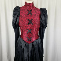 Red Floral Lace Corset Steampunk Ball Gown Dress Womens OS Medieval Gothic Black