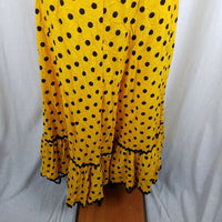 Vintage Yellow and Black Polka Dotted CanCan Twirl Skirt Womens XL Lace Underlay