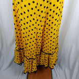 Vintage Yellow and Black Polka Dotted CanCan Twirl Skirt Womens XL Lace Underlay