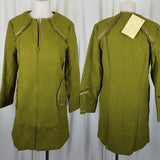 Paula Hian Luxe Raw Edge Metallic Trim Woven Long Blazer Jacket Coat Womens S