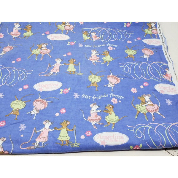 Vintage Angelina Ballerina Best Friends Forever Fabric 2+ Yards Flannel Material