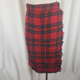 Vintage Wool Tartan Scotch Plaid Fringe Wrap Kilt Skirt Womens S Vintage Midi