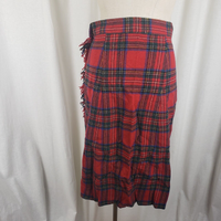 Vintage Wool Tartan Scotch Plaid Fringe Wrap Kilt Skirt Womens S Vintage Midi