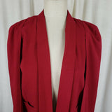 Sophie Rue Red Cape Vest Jacket Blazer Open Front Swing Womens M SR1768 Cotton