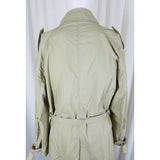 Vintage Fox Knapp Belted Placket Front Lightweight Rain Trench Coat Mens M Khaki