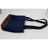 My Maine Bag Canvas Denim Blue Jean Tote Purse Shoulder Bag Brown Leather Trim