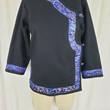 Changsan Mandarin Collar Wool Silk Jacket Asian Frog Closures Womens S Nepal VTG