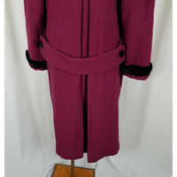 Spiegel Wool Velvet Long Maxi Double Breasted Peacoat Coat Womens 12P Raspberry