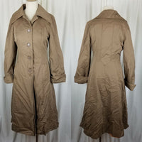 Vintage Plaid Insulated Blanket Lined Rain Trench Coat Womens XS S Tan Khaki 70s