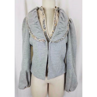 D Fashion Concepts Wool Ruffled Double Lapel Blazer Jacket Womens 10 Romantic