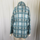 Express French Country Fuzzy Fleece Plaid Pullover 1/4 Zip Up Jacket Womens L