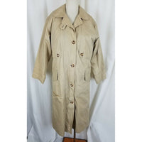 Vintage Eddie Bauer Canvas Long Safari Flannel Lined Trench Coat Womens S Khaki