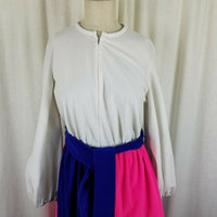 Gossard Artemis Velour Maxi Zip Up Robe Housedress Womens 16 70s Colorblock MCM