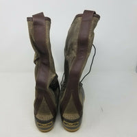 LL Bean Waxed Coated Canvas Tall Boots Womens 9M Waterproof Rubber Duck USA New
