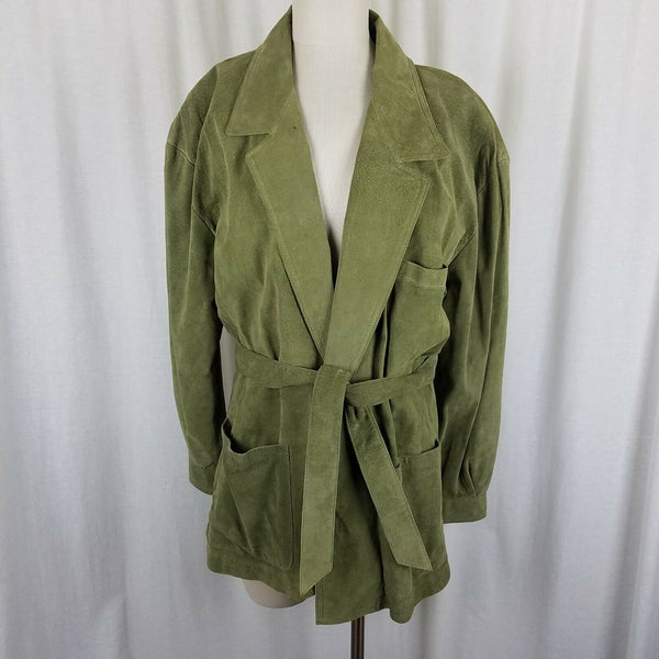 Georgetown Leather Design Leather Suede Wrap Jacket Coat Womens L Belt Tie Sash