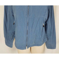 LL Bean Sunwashed Blue Canvas Zip Up Short Barn Coat Denim Jean Jacket Womens L