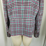 Talbots Houndstooth Plaid Wool Collarless Blazer Jacket Womens 16 Flap Pockets