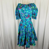 Vintage Handmade Square Dance Dress Ruffle Full Twirl Skirt Rockabilly Womens S