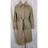 Vintage London Fog Maincoats Deep Pile Fur Lined Trench Coat Womens 10P Khaki