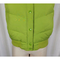 Gap Down Vest Womens S Snap Up Winter Quilted Puffer Knit Trim Chartreuse Lime