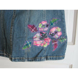 Gap Kids Stretch Embellished Embroidered Floral Denim Blue Jean Skirt Girls 10