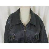 Vintage Hide Park Belted Black Leather Motorcycle Jacket Womens S M Fitted Zip