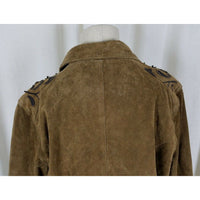 Brandon Thomas Brown LEATHER Suede Embellished Vines Applique JACKET Womens XL