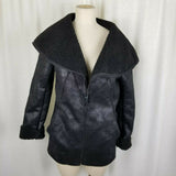 Unplugged Museum Brand Jacket Rancher Bomber Faux Shearling Womens S Black Coat