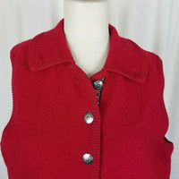 Woolrich Boiled Wool Cardigan Sweater Vest Jacket Womens M Ribbon Trim Collared