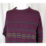 Burrati Uomo Knit Pure New Wool Nordic Ski SWEATER Pullover Ireland Red Mens L