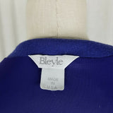 Bleyle All Wool Collarless Placket Front Blazer Jacket Womens 10 Cobalt Blue USA