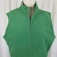 LL Bean Fleece Vest Womens XL Full Zip Up Bright Green Stretch Funnel Neck