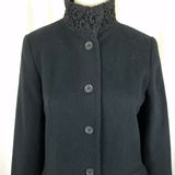 Together Wool Soutache Lace Funnel Neck Gathered Fitted Peacoat Jacket Womens 8