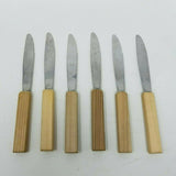 Set of 6 Carvel Hall Vintage Wood Handle Steak Knives Wood Burned Logo College