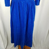 Lanz Originals Blue Velvet Fit & Flare Maxi Dress Formal Womens 14 Vintage Puff