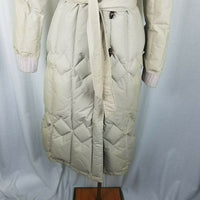 Utex Goose Down Quilted Belted Puffer Parka Long Maxi Coat Womens 16 Funnel Neck