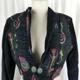 Native Components Leather Woven Bolero Jacket Southwestern Tapestry Womens M