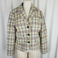 LL Bean Wool Herringbone Tweed Plaid Riding Country Jacket Blazer Womens 12P