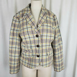 LL Bean Wool Herringbone Tweed Plaid Riding Country Jacket Blazer Womens 12P