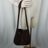The Original Sak Chocolate Brown Crochet Zip Shoulder Handbag Bag Purse Knit
