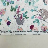 Sloths in Floral Crowns Brother Sister Design Studio Fabric 1 yard B94-PP-P32